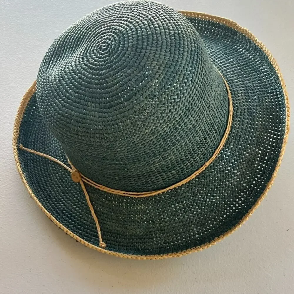 Sunwear Straw Sun Hat Fishing Outdoor Natural Fibers One Size Aqua Blue